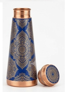 ขวดน้ำทองแดงลายอาร์ตเดโคสีเขียว พร้อมฝาปิดแบบพกพาสำหรับเดินทาง - Product Image 4