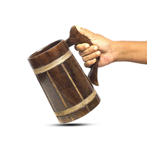 Chope à bière artisanale en bois, marron rétro, style traditionnel, 24 oz - Product Image 1
