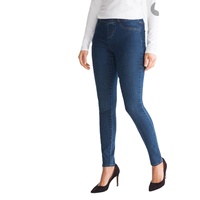 Pantalon crayon en jean pour femme, style décontracté, respirant, écologique, couleur unie foncée, broderie personnalisée OEM