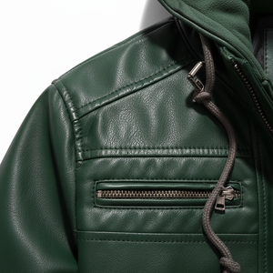 Chaqueta de Cuero Genuino Original para Hombre, Chaqueta de Cuero Clásica de Cordero, Chaqueta de Motociclista a la Moda con Forro de Piel - Product Image 2