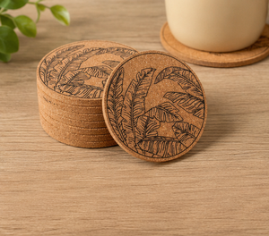 Wood Modern Round <b>Coaster</b> Set Laser Engraved Eco-Friendly Anti-Heat 5mm Thick Drink <b>Coasters</b> for <b>Table</b> Protection - Product Image 6