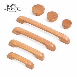Solid Wood Pull Handle <b>Knobs</b> for School <b>Dresser</b> Wardrobe Cabinet & Drawer-Contemporary Oval Furniture Handles - Product Image 3