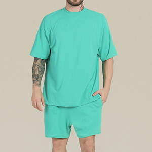 Conjunto de camiseta y pantalones cortos de verano para hombre, conjunto de dos piezas informal a la moda, camiseta de manga corta y pantalones cortos para hombre, ropa de verano, conjunto de gimnasio. - Product Image 4