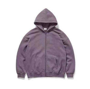Sudadera con capucha y cremallera negra para hombre 2026, oversize, 100% algodón, tejida, informal, para otoño, bordada, ecológica - Product Image 3