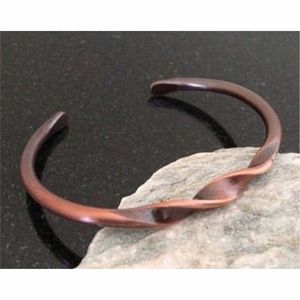 Bracelet magnétique en cuivre pur torsadé pour hommes et femmes, soulagement de l'arthrite, bijoux thérapeutiques, bracelet ouvert - Product Image 1