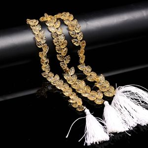 AAA Natural Citrine Leaf Shape Gemstone Beads Hand Carved Jewelry Making Beads 10-11MM Genuine Citrine Carving Beads Strand 8" - Product Image 4