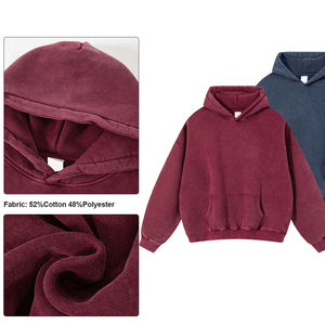 Sweat à capuche épais vintage délavé à l'acide, coupe oversize unisexe, streetwear, pull personnalisable avec logo, vente en gros - Product Image 2