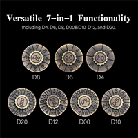 Ensemble de dés métalliques pliables Sliver 7 en 1 Dragon Spinner DND, format de poche, durable, avec une gamme complète de D4 et D20, excellent cadeau pour les amateurs de TTRPG