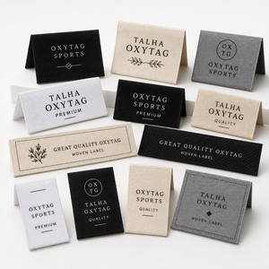 Étiquettes tissées rectangulaires Oxytag pour vêtements, qualité supérieure, lavables, pliage d'un côté, bord coupé à chaud, prix abordable, personnalisables OEM - Product Image 4