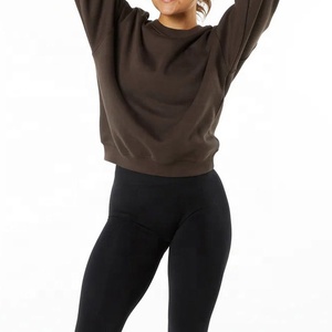 Sweat-shirt surdimensionné en molleton de coton épais à col rond, délavé à l'acide, personnalisé pour femme - Product Image 2