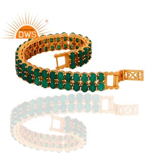 Bracelet de tennis en laiton plaqué or jaune 18 carats, onyx vert naturel, fabricant et fournisseur de bijoux - Product Image 4