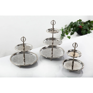 Support à gâteau argenté le plus vendu pour table de desserts de mariage, présentoir créatif rétro pour gâteaux et décorations de table de mariage - Product Image 4