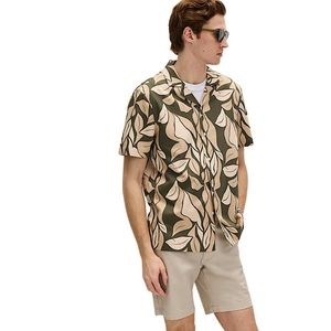 Premium Pure Cotton Floral Pattern <b>Half</b> Sleeve <b>Shirt</b> for Men Comfortable Tropical Holiday Casual Outfit - Product Image 1