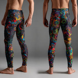 Leggings de compression 100% polyester pour hommes, imprimés par sublimation, pour l'été, leggings de sport pour hommes, leggings de fitness pour hommes - Product Image 3