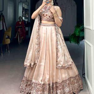 Designer Spider Crush Sequins and Thread Embroidered Lehenga Choli with Dupatta | Wedding Party Wear Festive Lehenga - Product Image 3