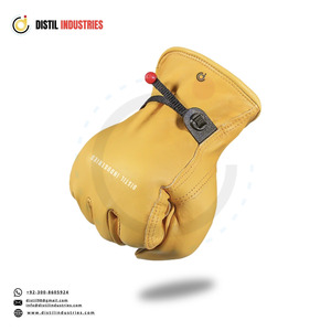 Guantes de trabajo de cuero para hombre, guantes de piel de vaca amarilla, resistentes, de seguridad, para conductor, soldador, mecánico, elásticos. - Product Image 5