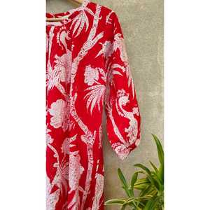 Conjunto de 2 piezas Kurta Rojo Jardín de Pavo Real para Mujer - Product Image 2