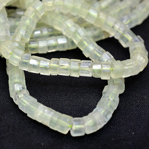 Cuentas facetadas Heishi de Prehnita AAA+ de 4 mm, Prehnita verde natural, piedra semipreciosa, discos, monedas, rondelle, cuentas sueltas para joyería - Product Image 2