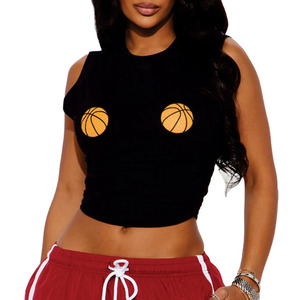 Custom Sleeveless Crop T Shirt Slim Fit Stretch Cotton Streetwear Graphic <b>Top</b> Private Label Fashion Women's Shirt OEM Wholesale - Product Image 1