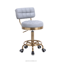 Chaise pivotante réglable en hauteur DM, rotation à 360°, tabouret de salon avec roulettes et base dorée pour spa, massage, nail art, tatouage