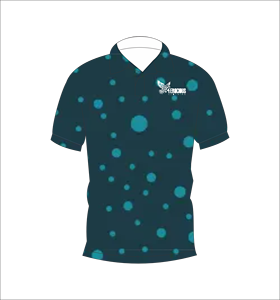 เสื้อโปโลผู้ชายแบบสั่งทำพิเศษ สีเขียวอมฟ้า ลายจุด สำหรับกอล์ฟ ระบายเหงื่อได้ดี แขนสั้น ชุดยูนิฟอร์มประสิทธิภาพสูง ผู้ผลิต OEM - Product Image 6