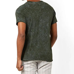 T-shirt délavé à l'acide pour homme, 100 % coton tricoté, grande taille, impression numérique, col rond, unique, coupe oversize, style vintage - Product Image 3