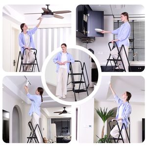 Sgabello leggero a quattro fasi impugnatura di sicurezza a pedale antiscivolo robusta scala multiuso in acciaio per ascensori da ufficio cucina - Product Image 4