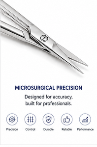 Ciseaux à ressort droits Vanna à pointe fine en acier inoxydable, instrument de microchirurgie ophtalmique - Product Image 5