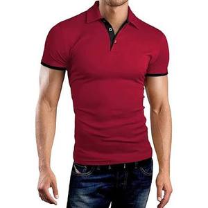 Camisa de Golf Roja Personalizada para Hombre, de Algodón Tejido, Antiarrugas, Transpirable, con Bolsillo Frontal, Manga Corta, Diseño Bordado STELLAR, Venta al Por Mayor - Product Image 3