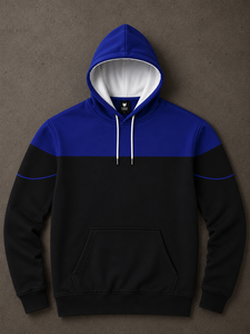 Vente en gros de sweats à capuche pour hommes en polyester/coton épais et lourd, imprimés en sérigraphie, à blocs de couleur, 220 g/m², avec fermeture éclair, pour l'hiver - Product Image 4