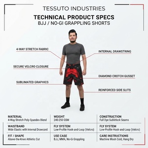 กางเกงชกมวย MMA แบบซับลิเมชั่นสั่งทำพิเศษ TESSUTO สำหรับผู้ชาย กางเกงมวยไทย คิกบ็อกซิ่ง สำหรับฝึกซ้อม ผลิตจากโพลีเอสเตอร์ ชุดสำหรับศิลปะการต่อสู้ - Product Image 6
