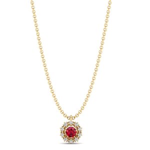 Collier pendentif en or 14 carats avec rubis rond brillant de 0,5 carat, nouvelle création REYES, certifié GRA, bijoux en moissanite pour femmes - Product Image 1
