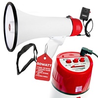 Mégaphone 50W à 5 Noyaux, Haut-parleur PA Type Corne de Bœuf avec Portée de 300M, Sirène Puissante, Amplificateur Vocal Portable