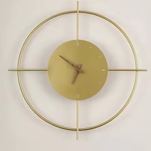 High On Demand <b>Golden</b> Metal <b>Wall</b> <b>Clock</b> Round Abstract Geometric Design Quartz Analog Silent Living Room Hanging <b>Clock</b> - Product Image 2