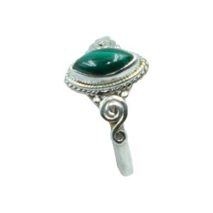 Anillo de Malaquita en Plata de Ley 925, Anillo de Compromiso con Piedra Verde para Ella, Joyería de Malaquita, Regalo de Navidad para Ella - Product Image 1