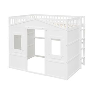 Letto a soppalco bianco a tutta altezza con scaletta per bambini - Product Image 6
