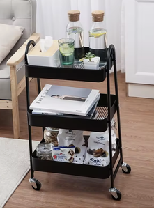 OEM/ODM Vietnam 3 Tier Metal Storage <b>Rack</b> Trolley Movable Floor Standing Organizer for Kitchen Bedroom - Product Image 2