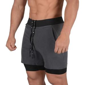 Short de gymnastique Long et Durable, Double couche, short d'été pour hommes, short de course pour hommes, vêtements d'entraînement de Fitness avec poches à fermeture éclair - Product Image 6