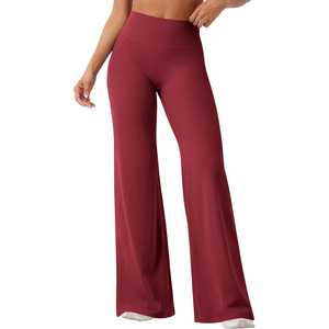 High Waist Knitted Cotton/Bamboo Fiber Modern Yoga <b>Leggings</b> Women Soft Wide Leg Anti-Bacterial <b>Thick</b> Breathable Quick-Dry - Product Image 1