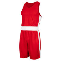 Uniformes de boxe de haute qualité rouge et blanc à séchage rapide, design respirant, uniforme de boxe sur mesure unisexe pour le kickboxing