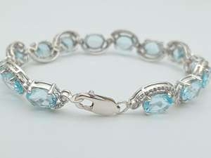 Sky Blue Topaz Bracelet 925 Sterling Silver Oval Gemstone November Birthstone Jewelry Gift For Women Elegant - Product Image 2