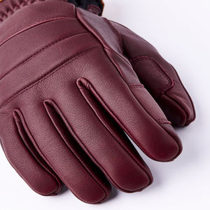Gants de ski chauffants unisexes en cuir de vachette avec doublure en polaire Bemberg, doigts entiers, manchette courte et fermeture auto-agrippante pour le ski - Product Image 4