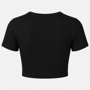 เสื้อครอปท็อปผู้หญิงทรงหลวม ผลิตจากผ้าฝ้าย 100% เป็นมิตรต่อสิ่งแวดล้อม น้ำหนักเบา สวมใส่สบาย รับผลิตแบบ OEM - Product Image 3