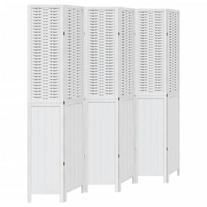 Separador de ambientes de madera maciza de Paulownia de 6 paneles en color blanco - Product Image 2