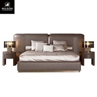 Vente en gros d'usine des derniers lits de luxe de style italien pour hôtels et villas, avec matelas en tissu givré et taille extra-large