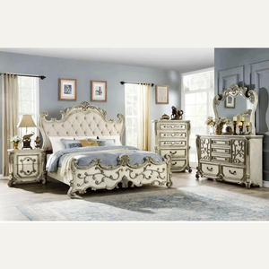 Juego de Muebles de Dormitorio de Estilo Europeo Clásico de Lujo, Cama de Madera Maciza Personalizada, Estilo Real, Tallada a Mano - Product Image 1