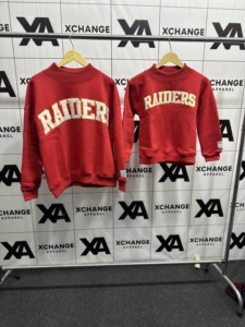 Raiders Crew Neck Mockneck Sweatshirt Red Letter Print Women and Kids Matching Pullover Casual Autumn Wear - Product Image 4