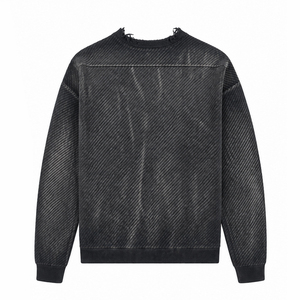 Sudadera Vintage Lavada de Cuello Redondo para Hombre, Estilo Urbano, Pullover Desgastado, Casual, Oversize, de Algodón y Forro Polar - Product Image 4