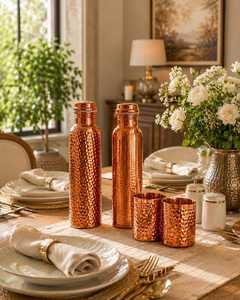 Botellas de Agua de Cobre con Diseño Martillado, Portátiles y Reutilizables para Comer y Uso en Exteriores - Product Image 6