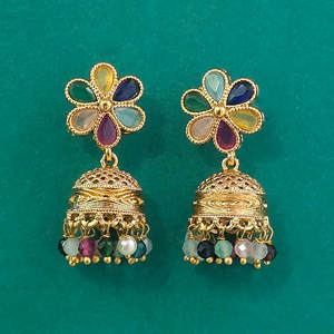 Achetez en ligne des Jhumki antiques de qualité export avec placage or 233094 - Product Image 1